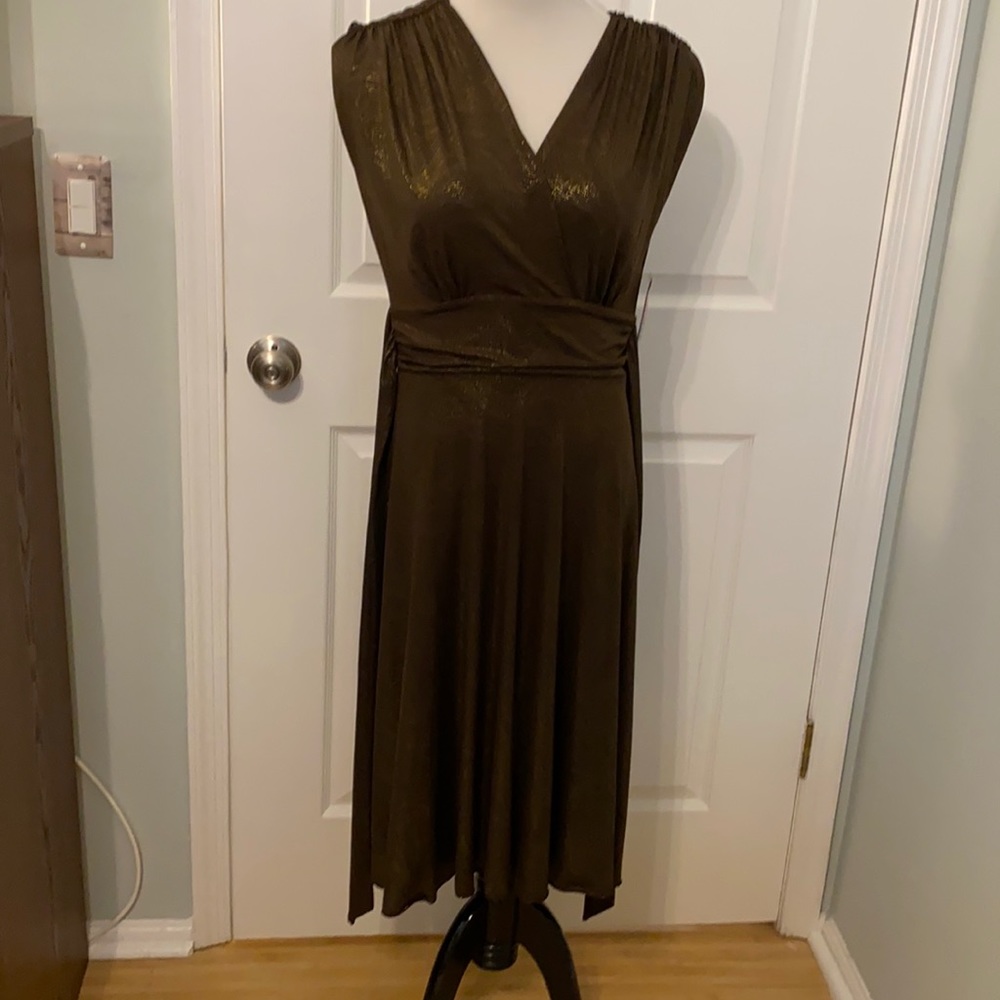 BRAND NEW! Brown & Gold Dress